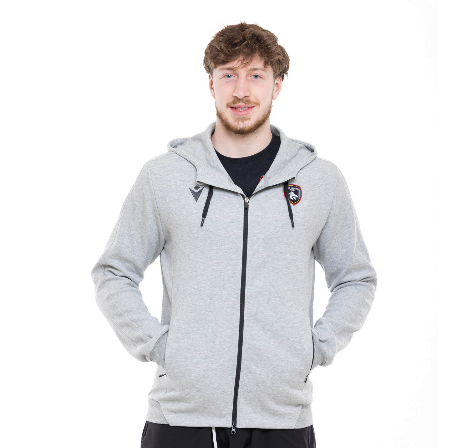 Veste à Capuche Grise Rouen Normandie Rugby – Macron - Rouen Normandie Rugby