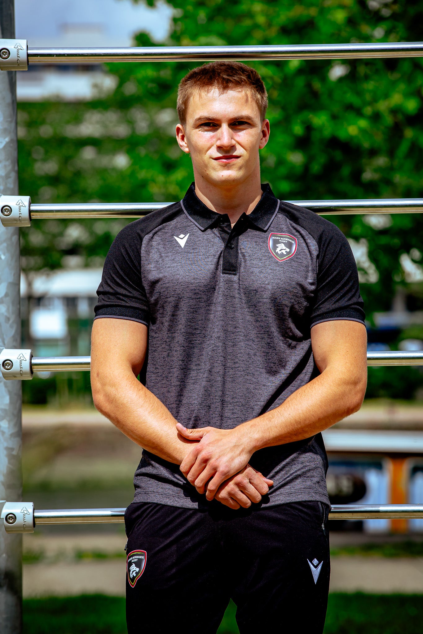 Polo Aulos noir - Rouen Normandie Rugby