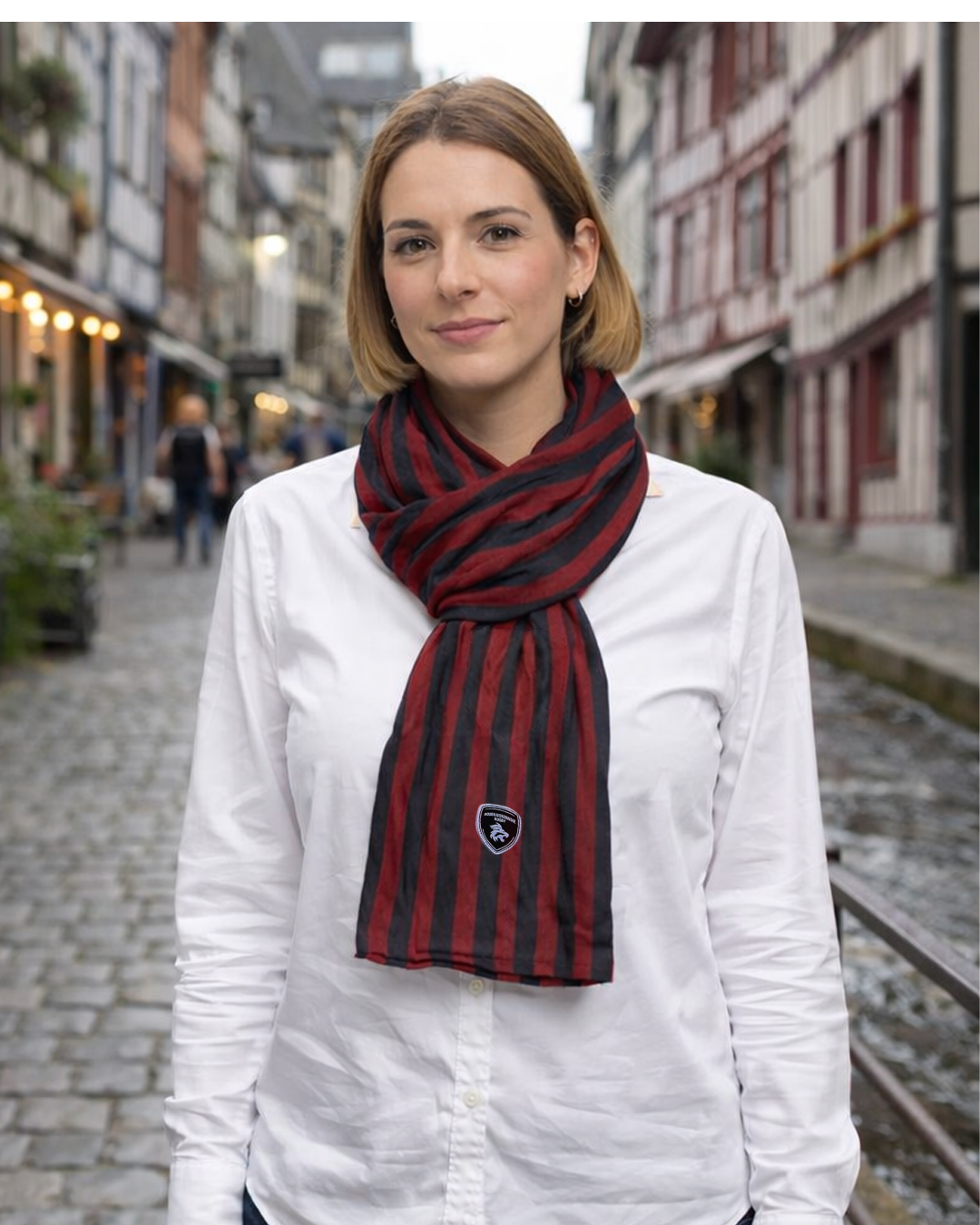 Chèche à Rayures Noires et Rouges Rouen Normandie Rugby