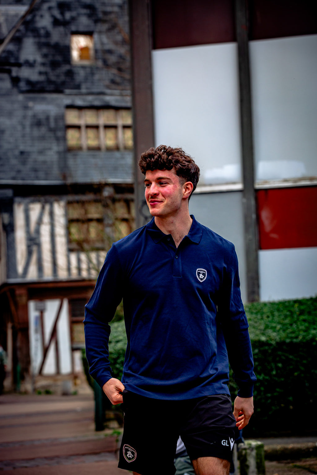 Polo Bleu Manches Longues - Rouen Normandie Rugby