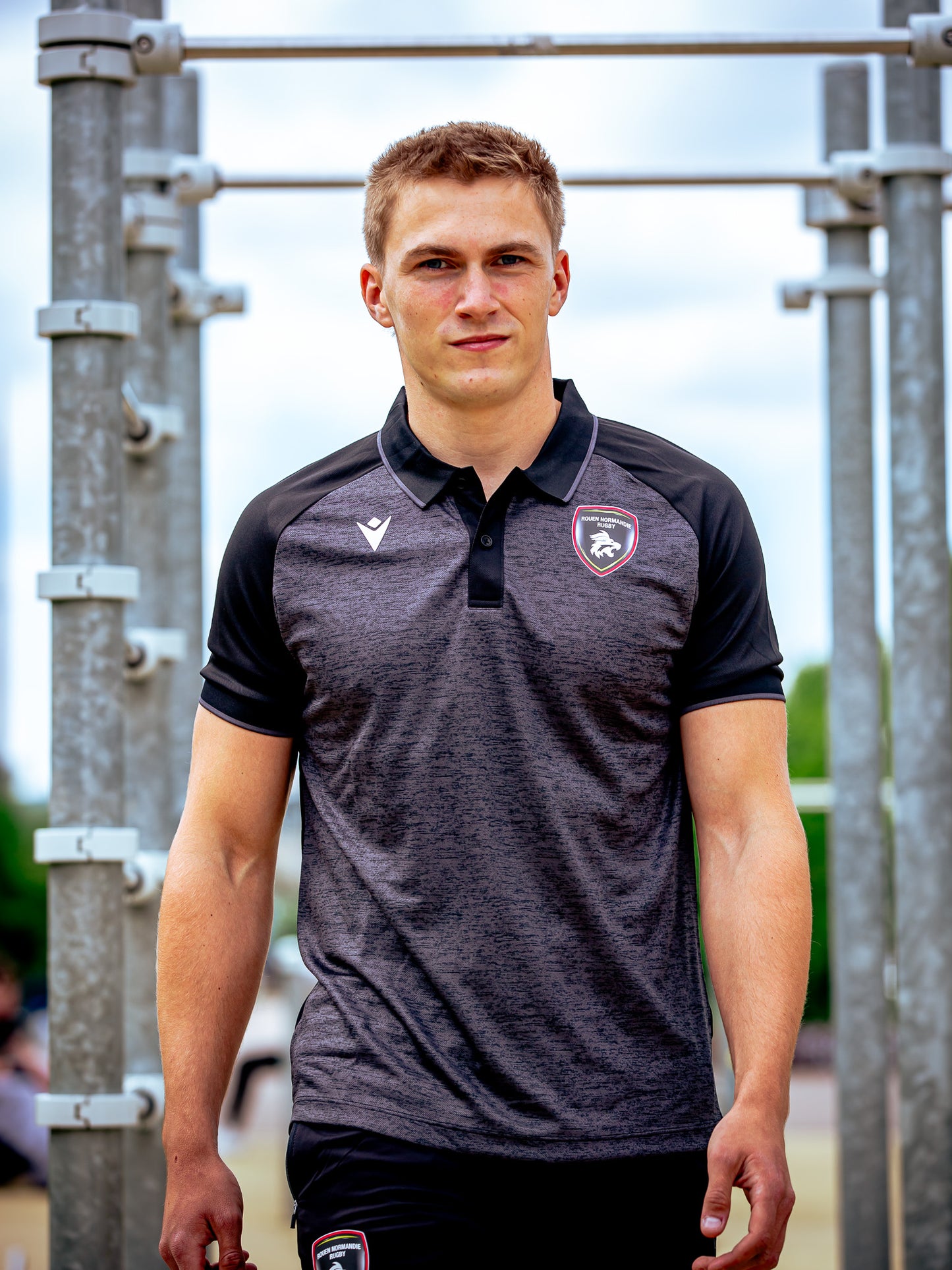 Polo Aulos noir - Rouen Normandie Rugby