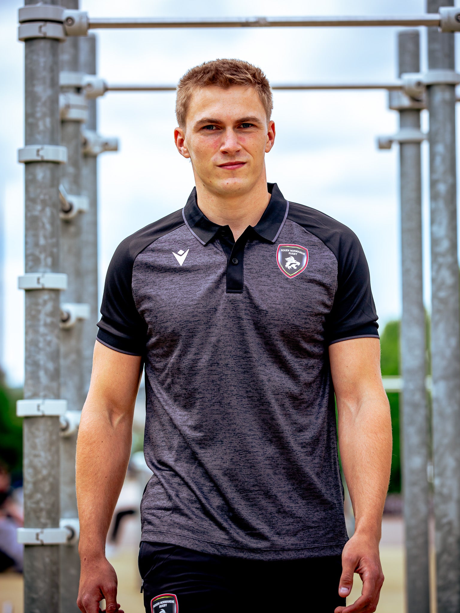 Polo Aulos noir - Rouen Normandie Rugby